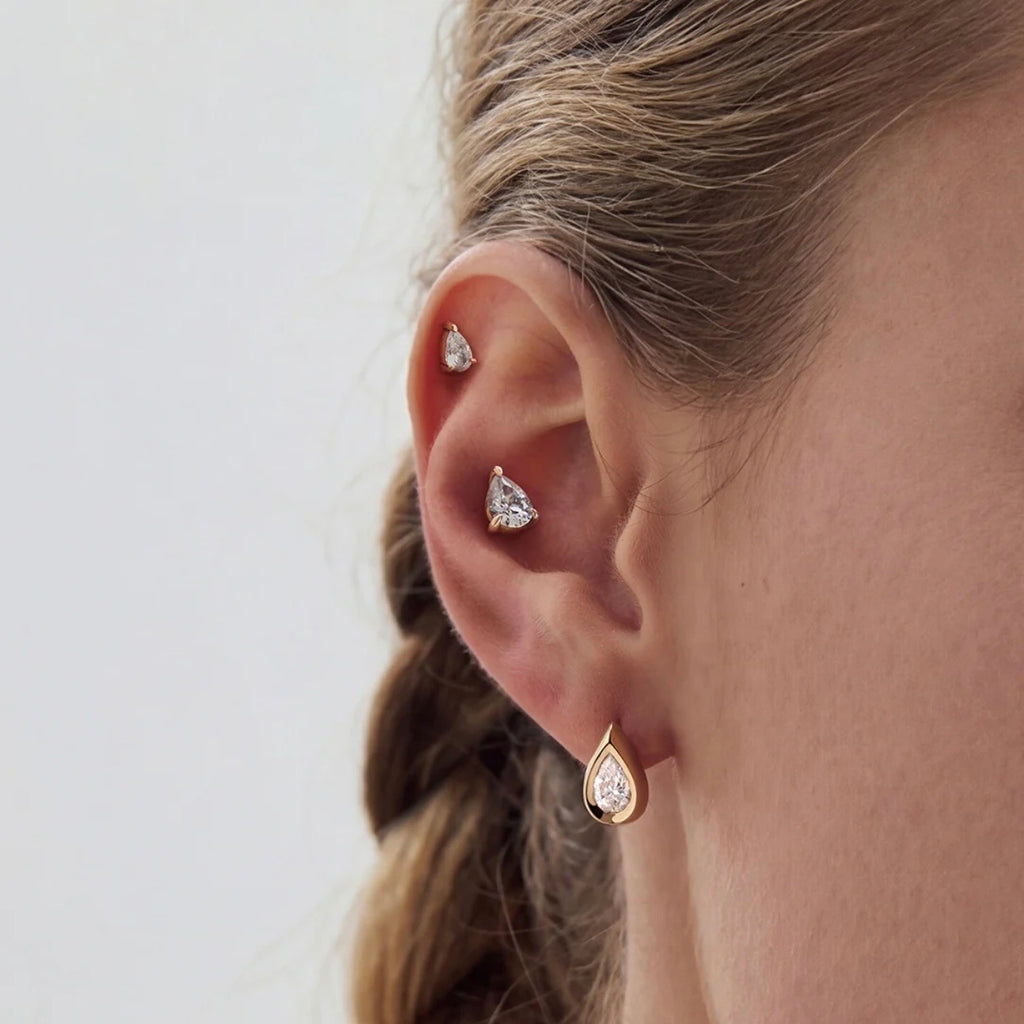PEAR-SHAPED LAB-GROWN DIAMOND BEZEL STUD EARRINGS
