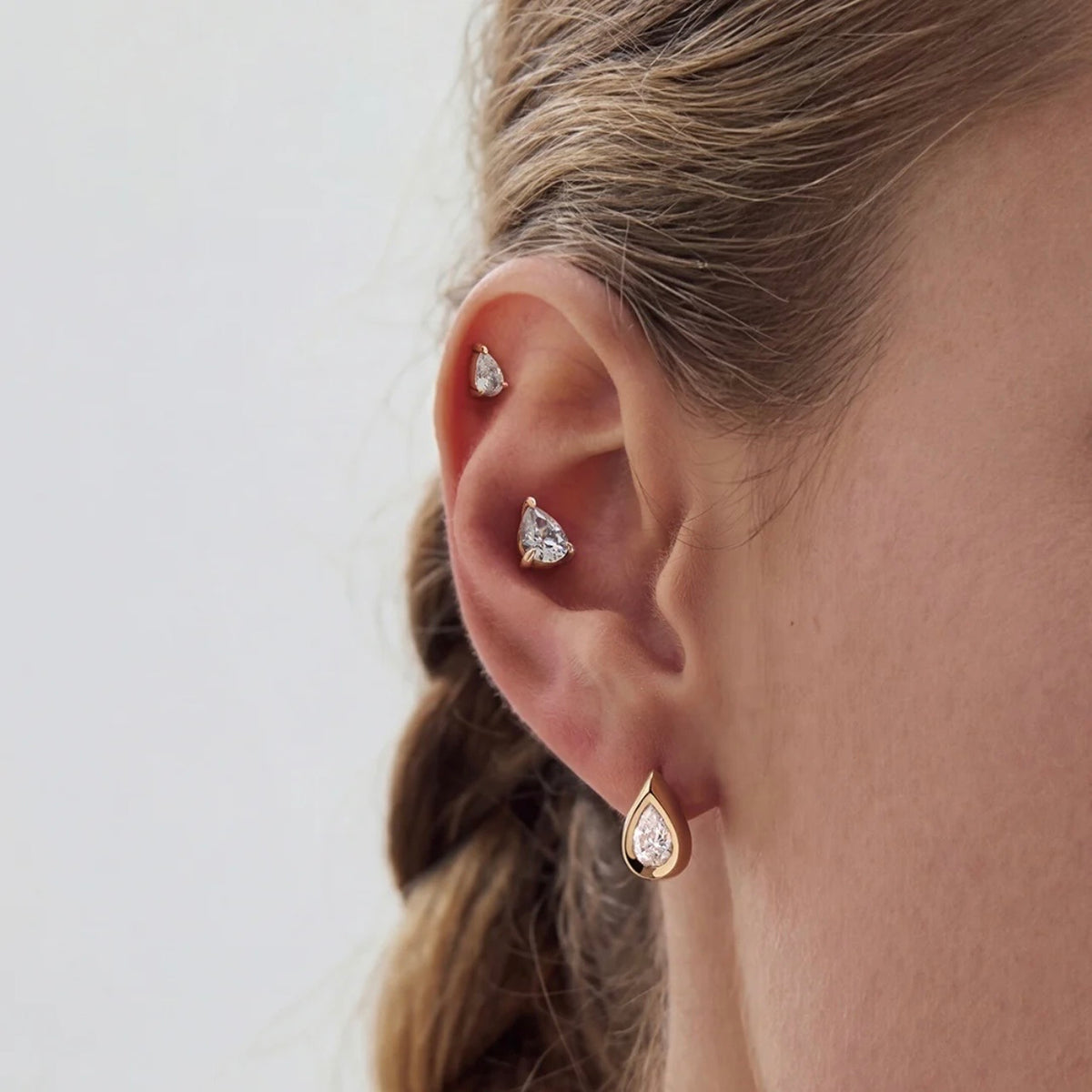PEAR-SHAPED LAB-GROWN DIAMOND BEZEL STUD EARRINGS