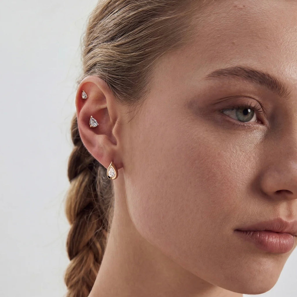 PEAR-SHAPED LAB-GROWN DIAMOND BEZEL STUD EARRINGS